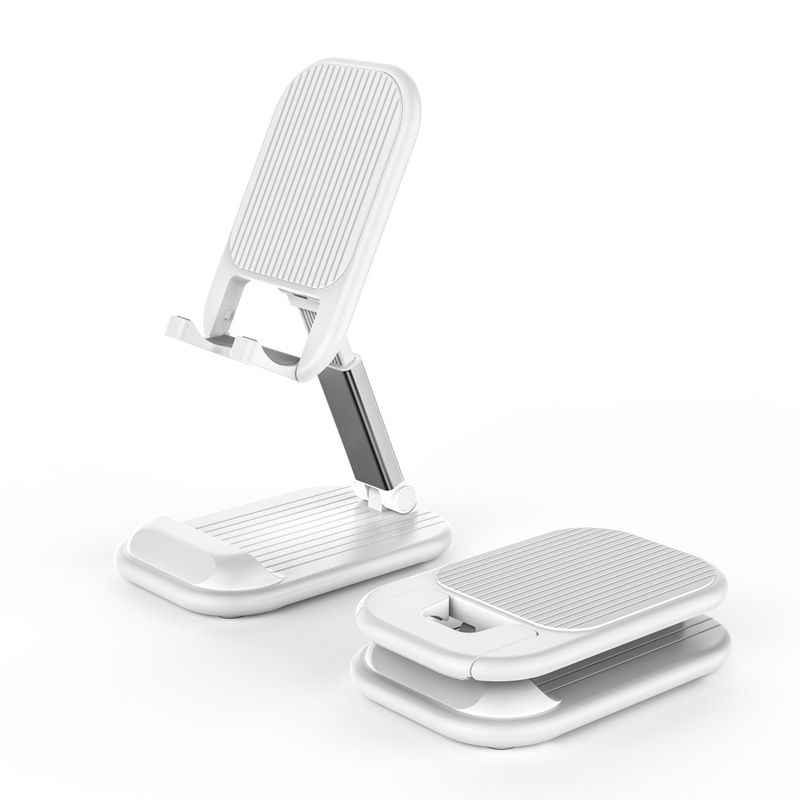 White Adjustable Desktop Phone Stand Telescopic Foldable Portable Tablet Holder for Home Office and Streaming Ergonomic Solution for Local Professionals - Image 1