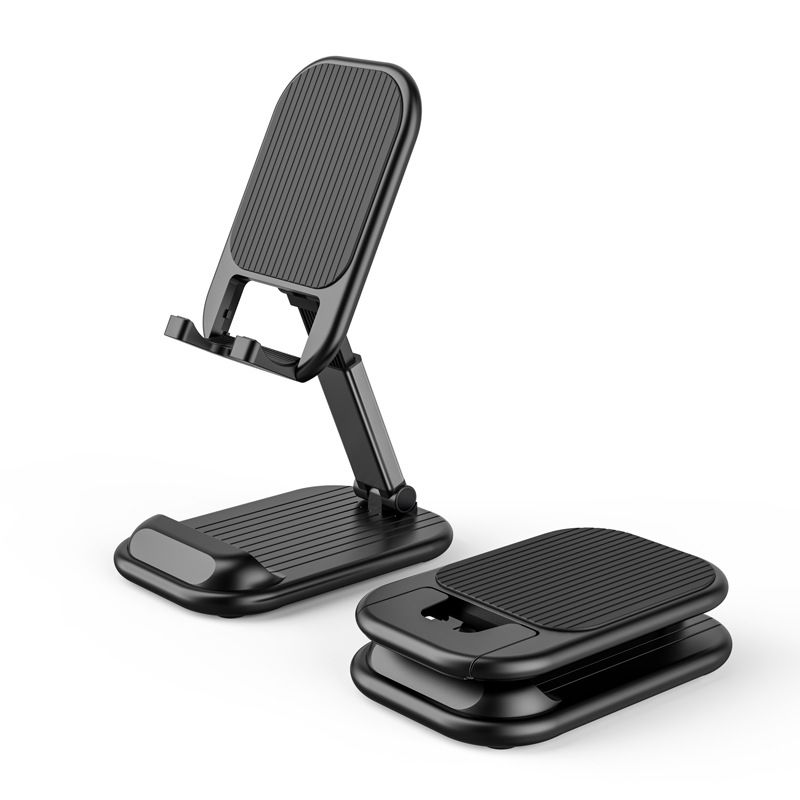Black Adjustable Desktop Phone Stand Telescopic Foldable Portable Tablet Holder for Home Office and Streaming Ergonomic Solution for Local Professionals - Image 1