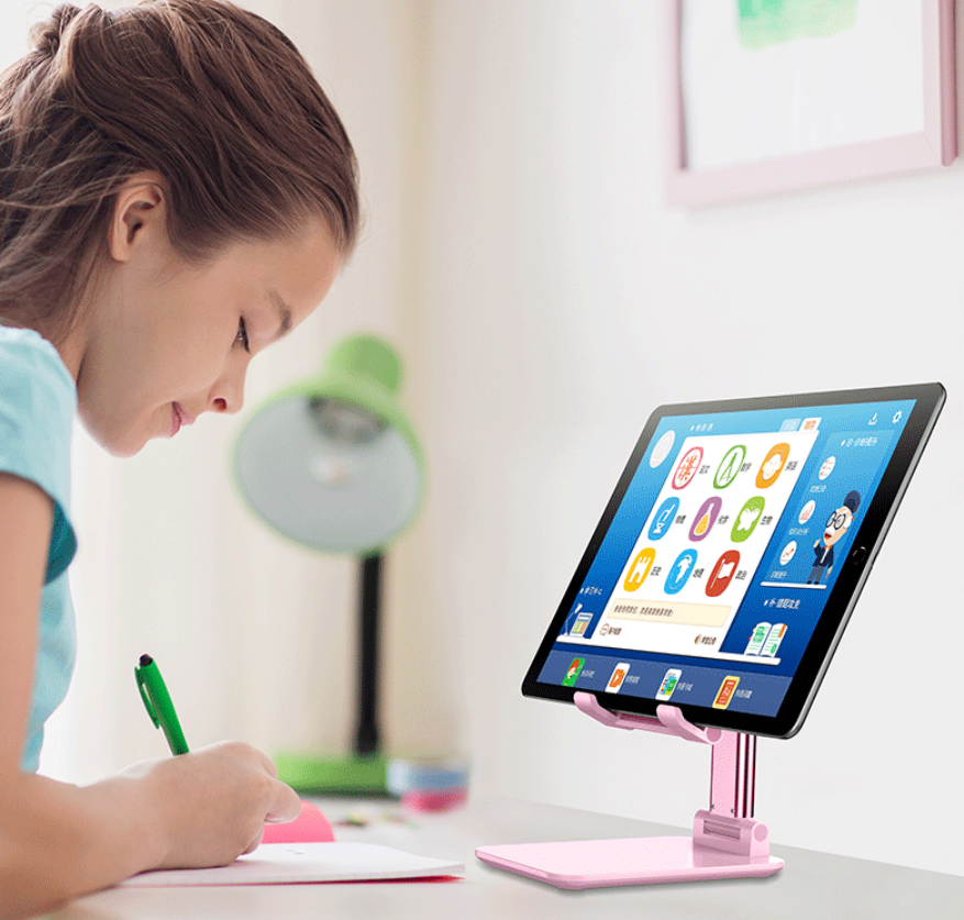 White Adjustable Desktop Phone Stand with Height Extension and Foldable Design for Online Classes and Streaming Comfortable Hands-Free Solution for Local Users - Image 2