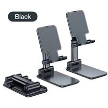 Black Adjustable Desktop Phone Stand with Height Extension and Foldable Design for Online Classes and Streaming Comfortable Hands-Free Solution for Local Users - Image 1