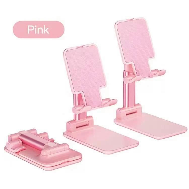 Pink Adjustable Desktop Phone Stand with Height Extension and Foldable Design for Online Classes and Streaming Comfortable Hands-Free Solution for Local Users - Image 1