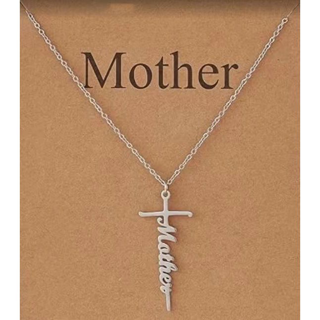 Stainless Steel Cross Necklace for Women Mother's Day Holiday Gift Elegant Jewelry Piece for Local Standard Everyday Wear(mother) - Image 1