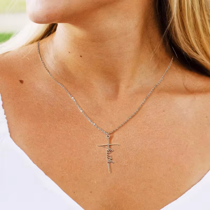 Stainless Steel Cross Necklace for Women Mother's Day Holiday Gift Elegant Jewelry Piece for Local Standard Everyday Wear(mother) - Image 2