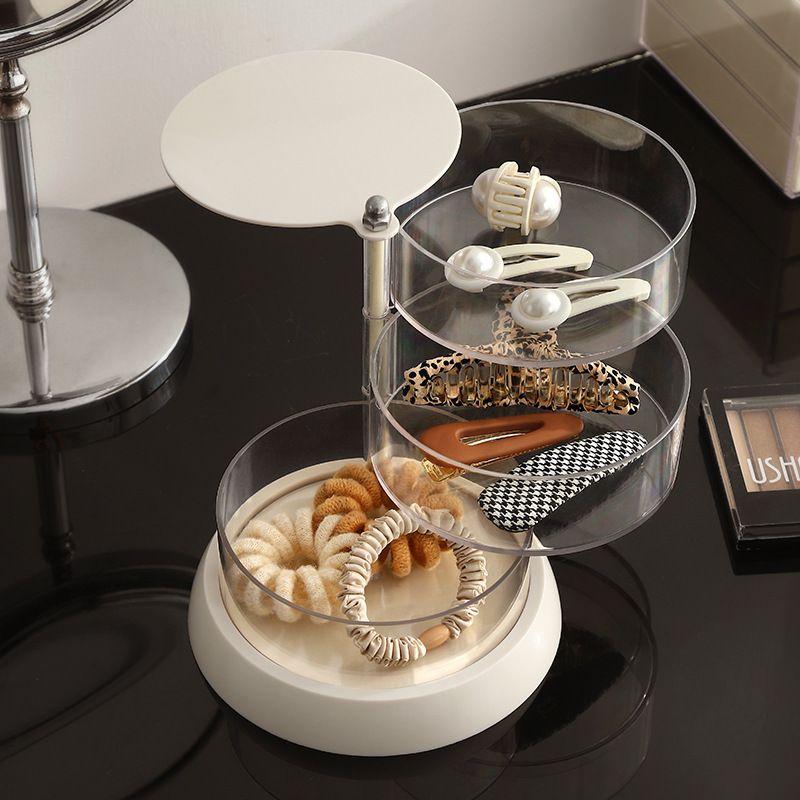 Rotating Jewelry Storage Box Transparent Multi-Compartment Design for Earrings and Hair Accessories Space-Saving Organization Solution for Local Vanities(Five layers) - Image 3