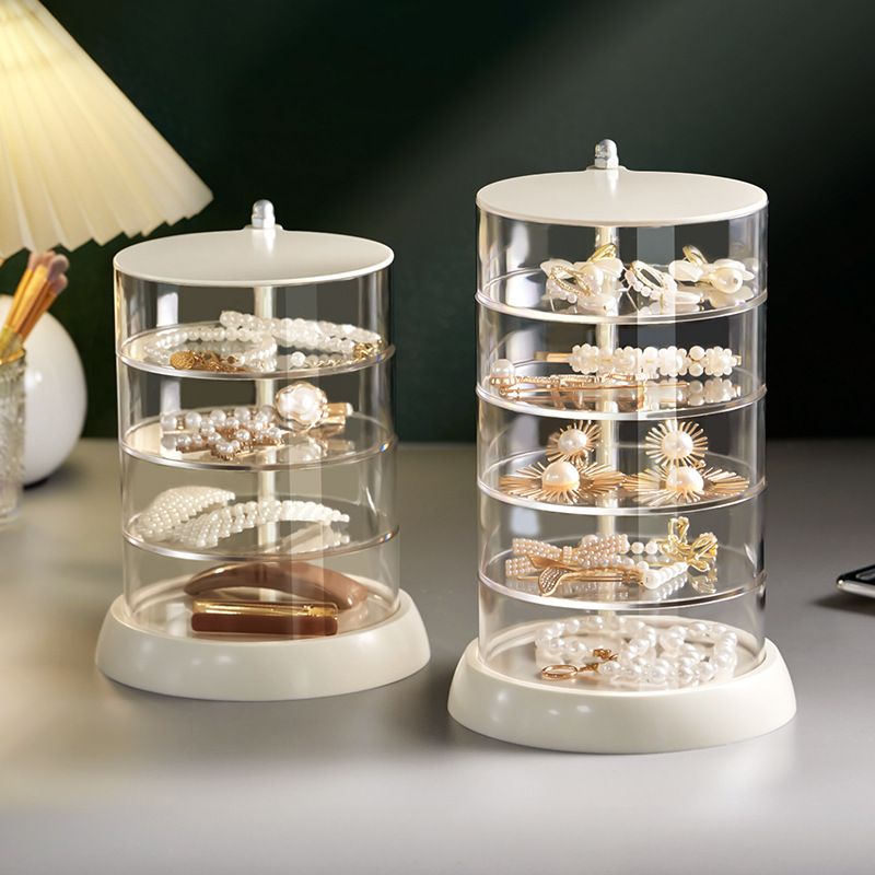 Rotating Jewelry Storage Box Transparent Multi-Compartment Design for Earrings and Hair Accessories Space-Saving Organization Solution for Local Vanities(Five layers) - Image 4