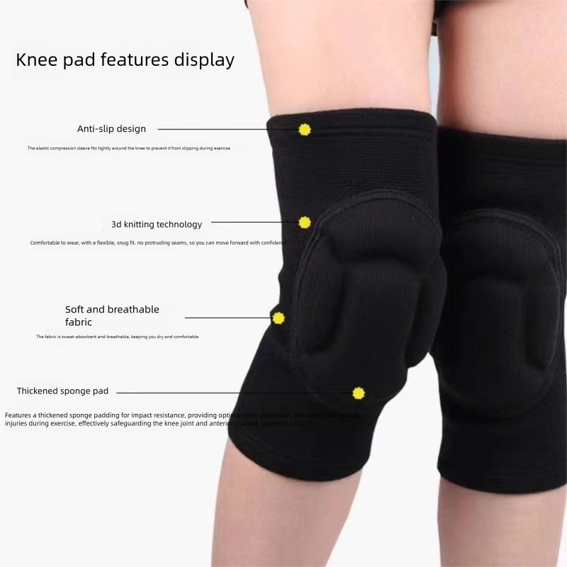 Size M Black Protective Sponge Knee Pads for Cycling and Climbing Impact Resistant Guard Pair for Sports and Roller Skating Comfort Solution for Local Athletes(1 Pair) - Image 3