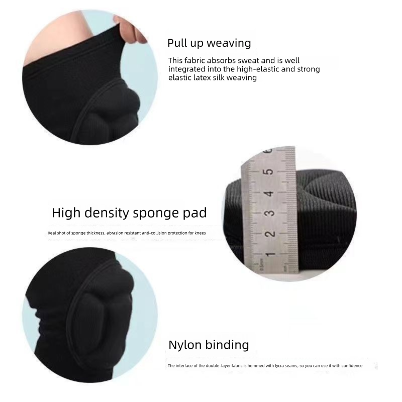 Size M Black Protective Sponge Knee Pads for Cycling and Climbing Impact Resistant Guard Pair for Sports and Roller Skating Comfort Solution for Local Athletes(1 Pair) - Image 4