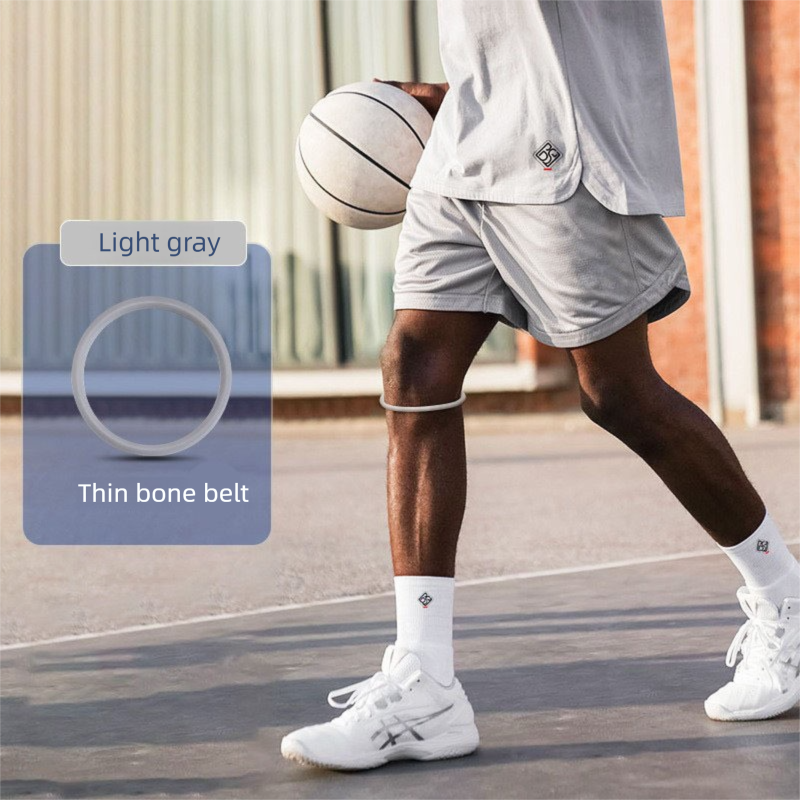 5 Pairs Grey Patellar Tendon Silicone Stabilizer Knee Straps for Running and Basketball, Breathable Elastic Support Bands for Local Active Individuals - Image 1