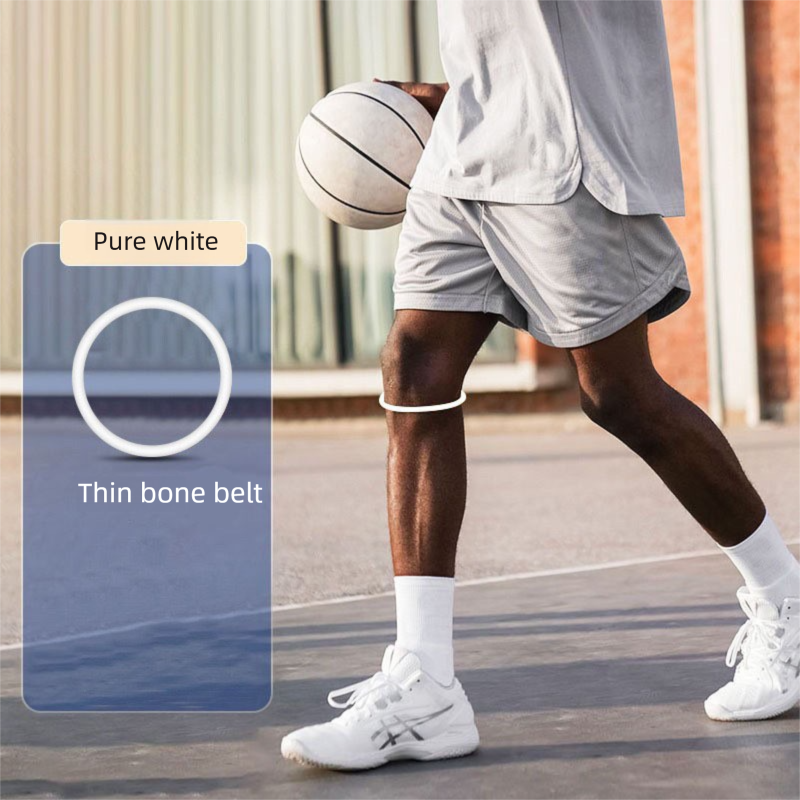5 Pairs White Patellar Tendon Silicone Stabilizer Knee Straps for Running and Basketball, Breathable Elastic Support Bands for Local Active Individuals - Image 1
