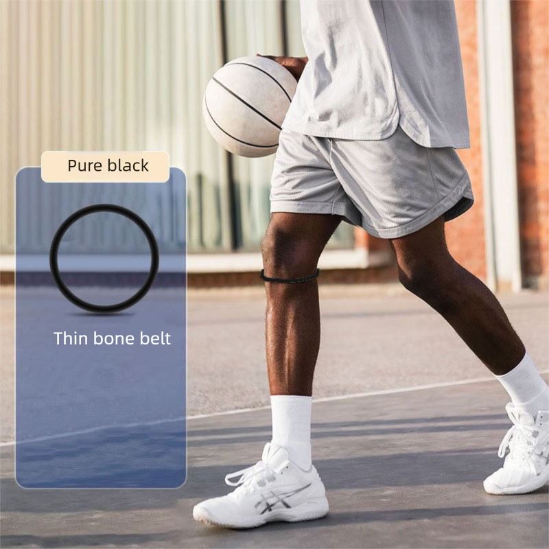 5 Pairs Black Patellar Tendon Silicone Stabilizer Knee Straps for Running and Basketball, Breathable Elastic Support Bands for Local Active Individuals - Image 1