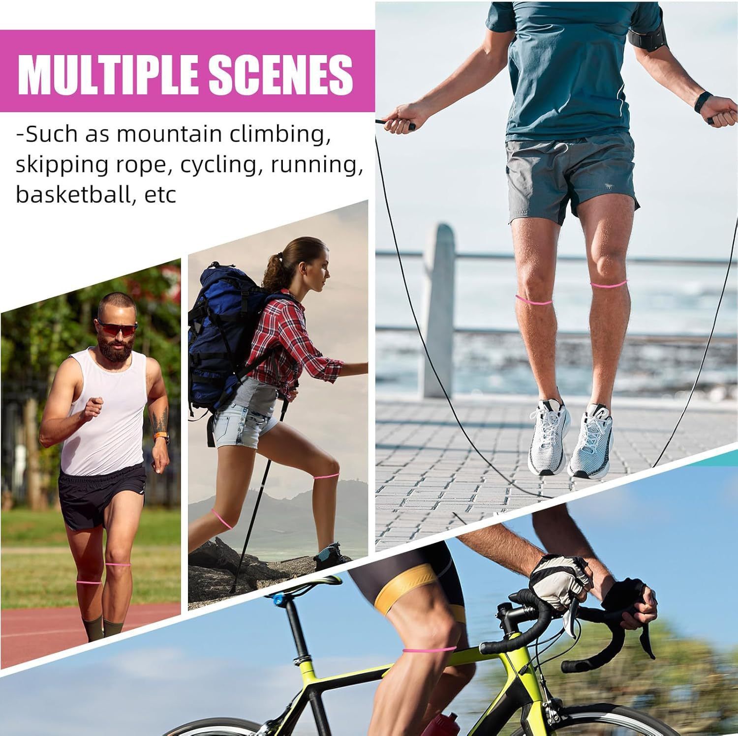 5 Pairs Black Patellar Tendon Silicone Stabilizer Knee Straps for Running and Basketball, Breathable Elastic Support Bands for Local Active Individuals - Image 2