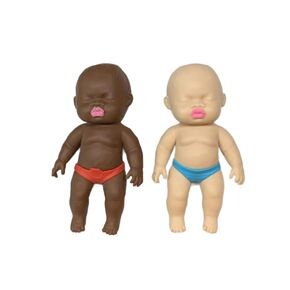 2 Pack 13cm Natasha Squeeze Dolls Black and White Mini Slow Rebound TPR Sand Filled Stress Relief Toys with Random Underwear Color for Local Home Fun - Image 1