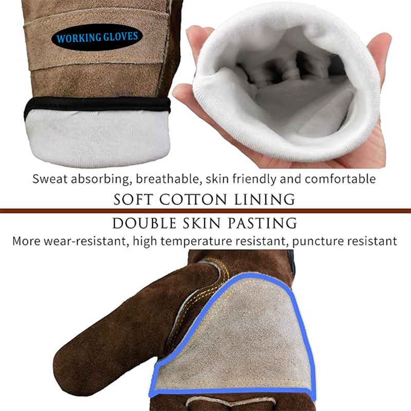Size L Durable Cowhide Work Gloves for Welding Gardening and Outdoor Camping Thorn Proof Heat Resistant Hand Protection for Local Professionals - Image 2
