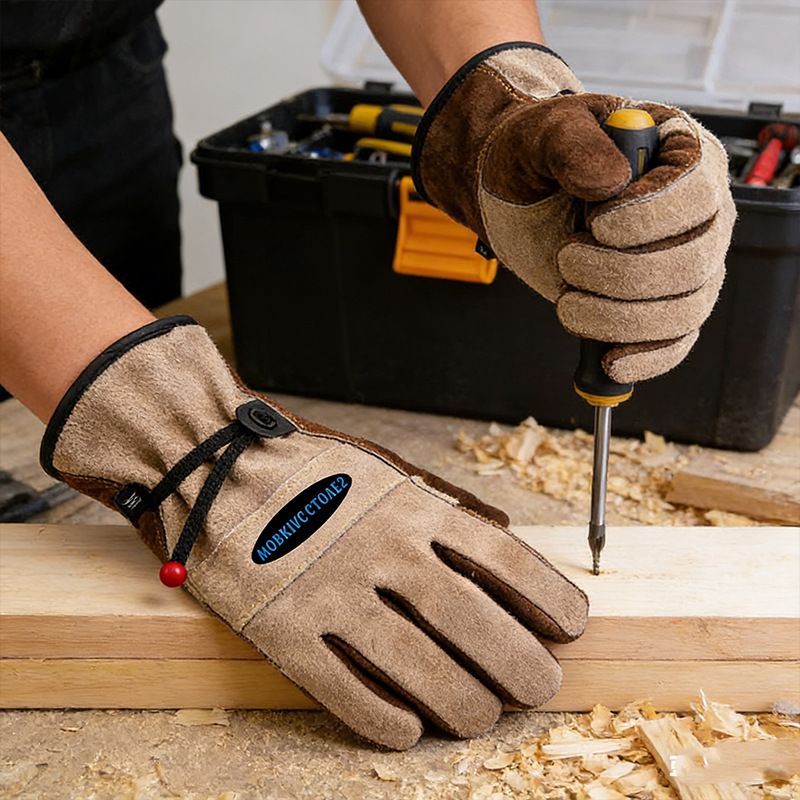 Size L Durable Cowhide Work Gloves for Welding Gardening and Outdoor Camping Thorn Proof Heat Resistant Hand Protection for Local Professionals - Image 5