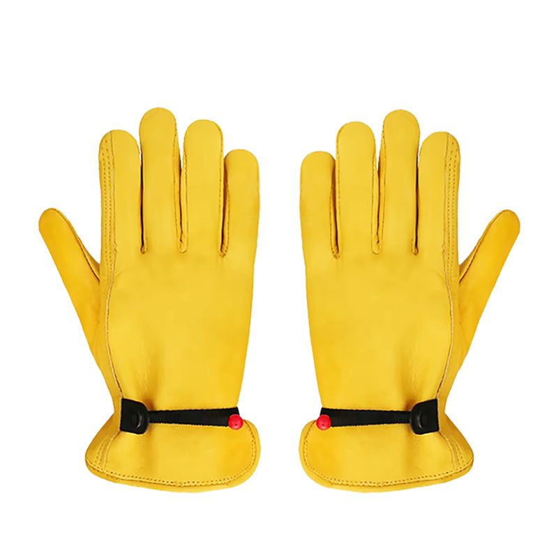 Size S Golden Yellow Top-Grain Cowhide Protective Work Gloves, Durable Wear-Resistant Labor Safety Solution for Local Industrial Professionals - Image 1