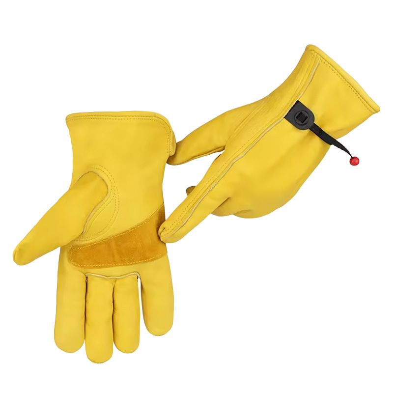 Size L Golden Yellow Top-Grain Cowhide Protective Work Gloves, Durable Wear-Resistant Labor Safety Solution for Local Industrial Professionals - Image 2