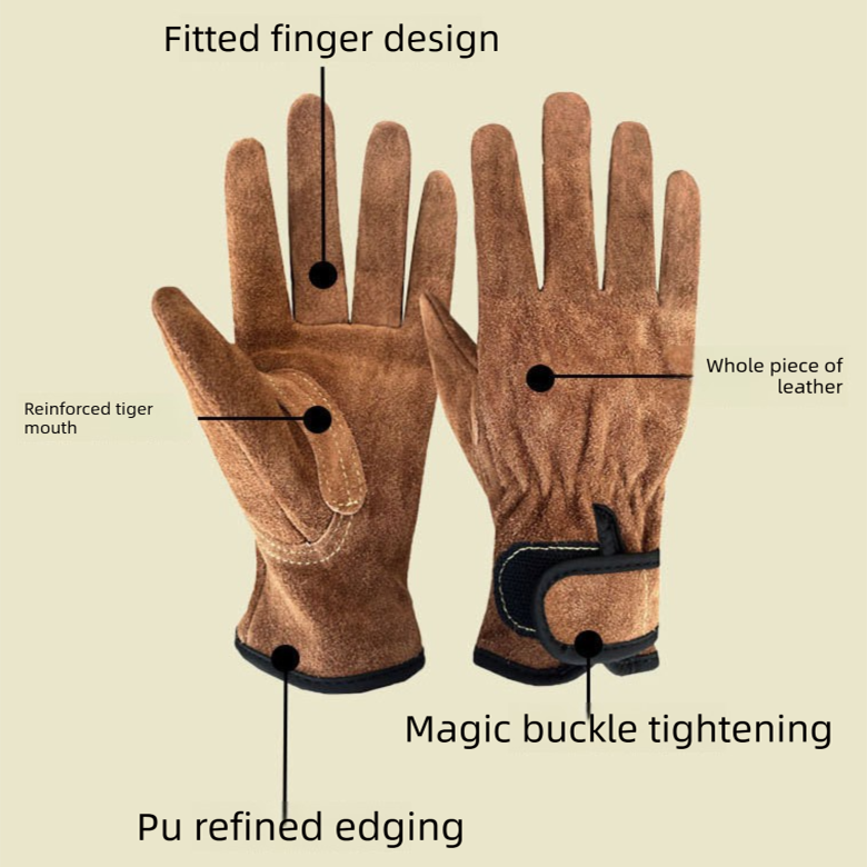 Size 2XL Heavy-Duty Cowhide Protective Gloves with Heat Resistant and Wear-Proof Leather for Outdoor Camping Welding and Industrial Work Reliable Hand Guard for Local Professionals - Image 4