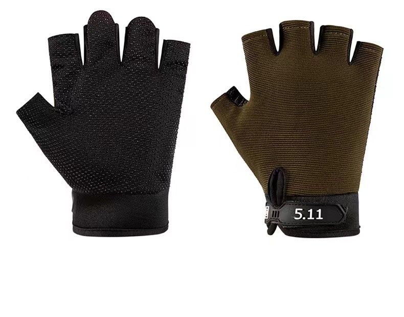 Green Tactical Half Finger Gloves with Hard Knuckle Protection - Non-Slip Breathable Combat Gloves for Men and Women, Heavy Duty Fingerless Design for Outdoor Training, Hiking, Cycling and Shooting - Image 1