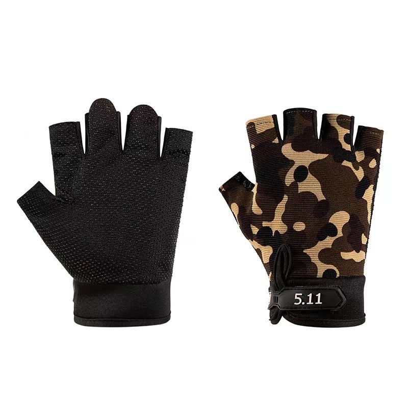 Camouflage Tactical Half Finger Gloves with Hard Knuckle Protection - Non-Slip Breathable Combat Gloves for Men and Women, Heavy Duty Fingerless Design for Outdoor Training, Hiking, Cycling and Shooting - Image 1