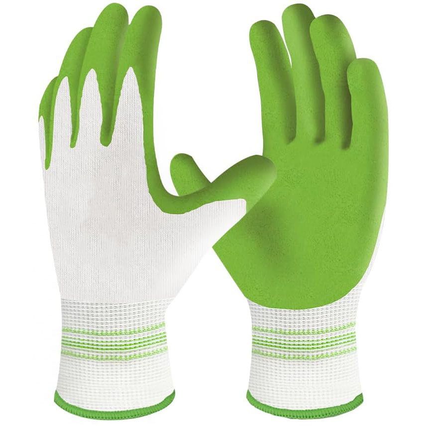 3 Pairs Green Gardening Gloves with Breathable Latex Coating - Non-Slip Protective Work Gloves for Yard Work Planting and Outdoor Maintenance - All-Day Comfort and Dexterity for Gardeners - Image 1