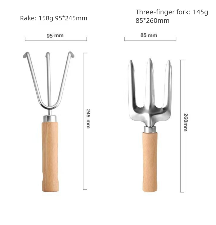 9-Piece Gardening Tool Set - Heavy Duty Stainless Steel with Beechwood Handles - Complete Garden Kit including Storage Tote, Hand Trowel, Rake, Pruning Shears and Gloves, Durable Gift Ready Solution - Image 4