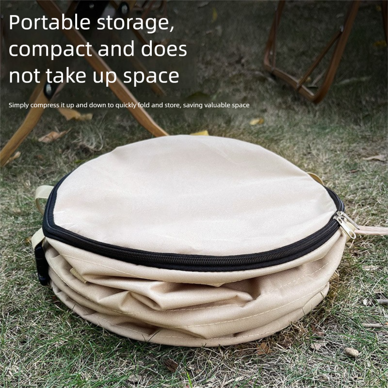 Black Foldable Camping Trash Can with Lid - Large Capacity Heavy Duty Pop Up Rubbish Bin - Portable Storage Bag for Caravan, Picnic, Gardening and Outdoor Adventures - Space Saving Design(Size: M) - Image 4