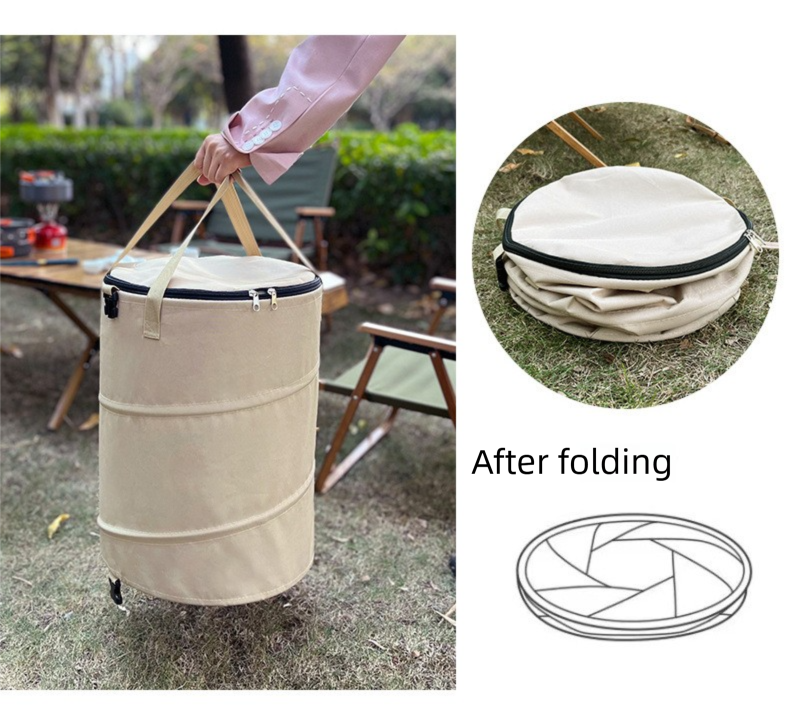 Black Foldable Camping Trash Can with Lid - Large Capacity Heavy Duty Pop Up Rubbish Bin - Portable Storage Bag for Caravan, Picnic, Gardening and Outdoor Adventures - Space Saving Design(Size: M) - Image 7