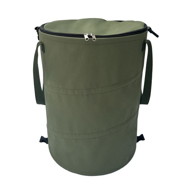 Army green Foldable Camping Trash Can with Lid - Large Capacity Heavy Duty Pop Up Rubbish Bin - Portable Storage Bag for Caravan, Picnic, Gardening and Outdoor Adventures - Space Saving Design(Size: S) - Image 1