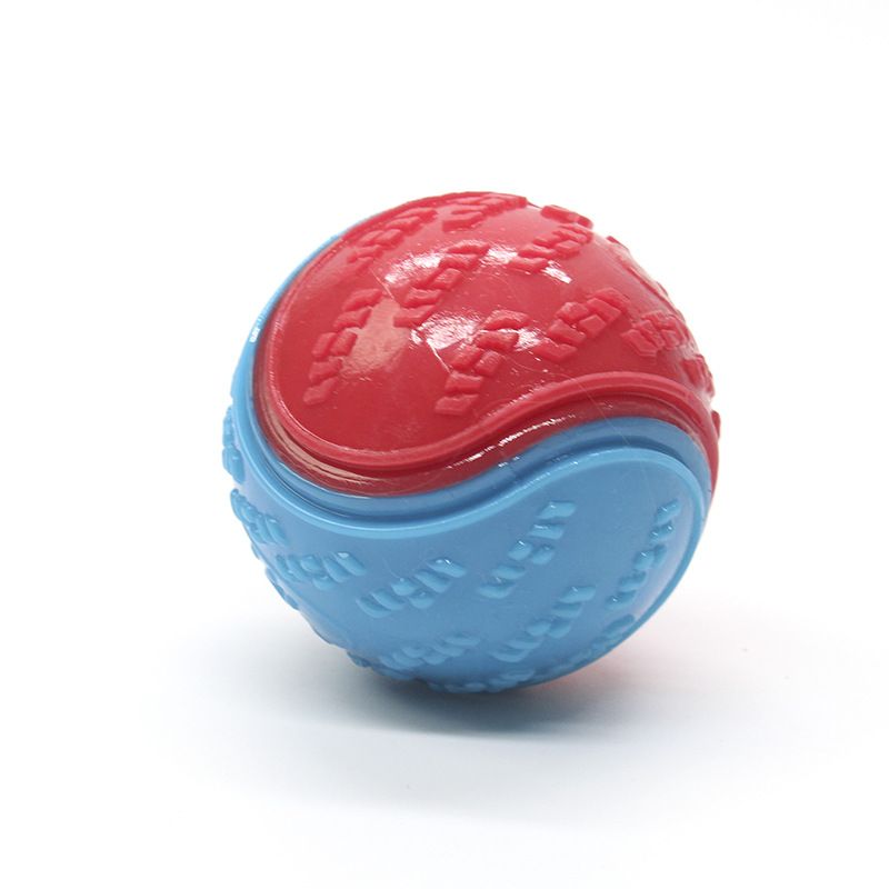 Blue and red Squeaky Dog Balls - 2-Pack Durable TPR Chew Toys for Puppies and Adult Dogs - Interactive Fetch and Training Ball with Teething Texture - Safe and Non-Toxic Daily Play Solution - Image 1
