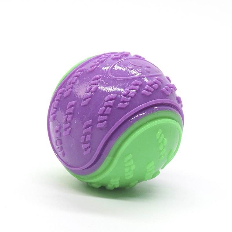 Purple and green Squeaky Dog Balls - 2-Pack Durable TPR Chew Toys for Puppies and Adult Dogs - Interactive Fetch and Training Ball with Teething Texture - Safe and Non-Toxic Daily Play Solution - Image 1