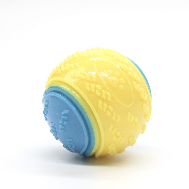 Blue and yellow Squeaky Dog Balls - 2-Pack Durable TPR Chew Toys for Puppies and Adult Dogs - Interactive Fetch and Training Ball with Teething Texture - Safe and Non-Toxic Daily Play Solution - Image 1