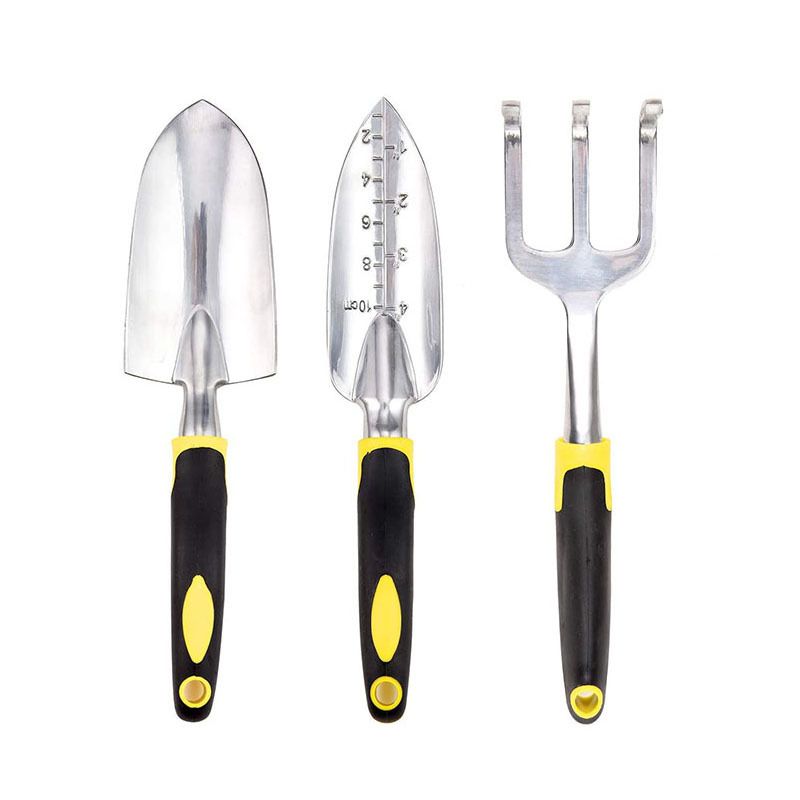 3-Piece Yellow Gardening Tool Set - Heavy Duty Aluminum Alloy with Bonus Claw Gardening Gloves - Rust Resistant Hand Trowel, Cultivator and Transplanter for Planting, Digging and Weeding - Image 1