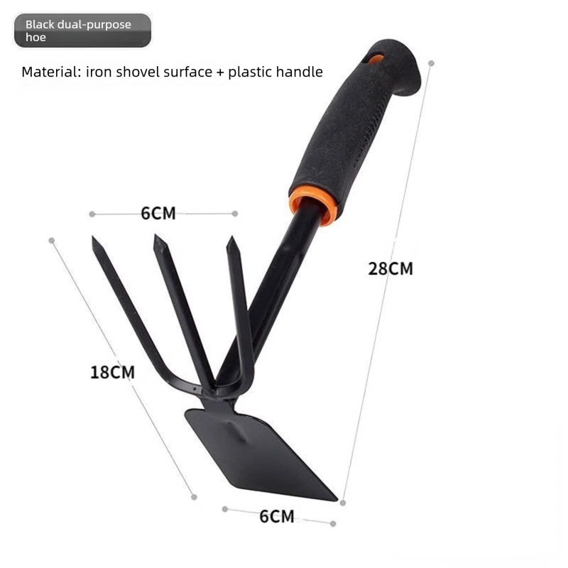 4-Piece Garden Hand Tool Set - Heavy Duty Steel with Ergonomic Non-Slip Grips - Includes Trowel, Transplanter, 5-Prong Rake and Dual-Purpose Hoe for Weeding, Planting and Shell Digging - Image 4