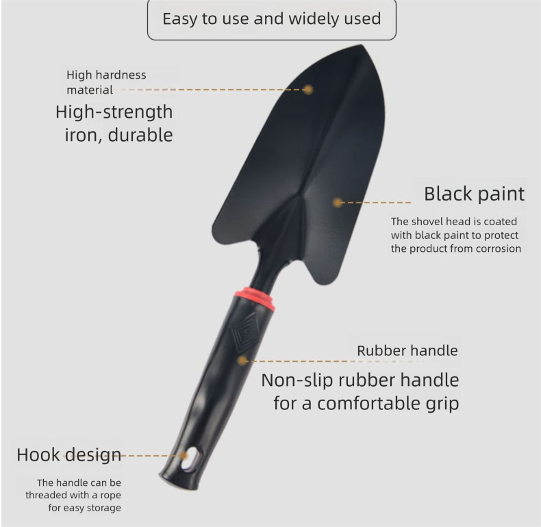 4-Piece Garden Hand Tool Set - Heavy Duty Steel with Ergonomic Non-Slip Grips - Includes Trowel, Transplanter, 5-Prong Rake and Dual-Purpose Hoe for Weeding, Planting and Shell Digging - Image 6