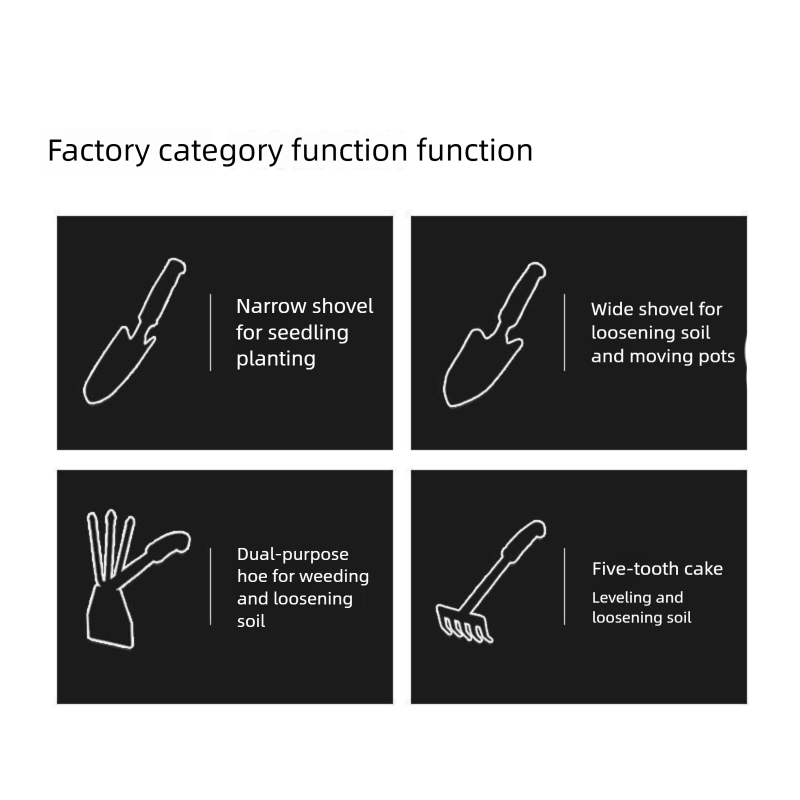 4-Piece Garden Hand Tool Set - Heavy Duty Steel with Ergonomic Non-Slip Grips - Includes Trowel, Transplanter, 5-Prong Rake and Dual-Purpose Hoe for Weeding, Planting and Shell Digging - Image 8