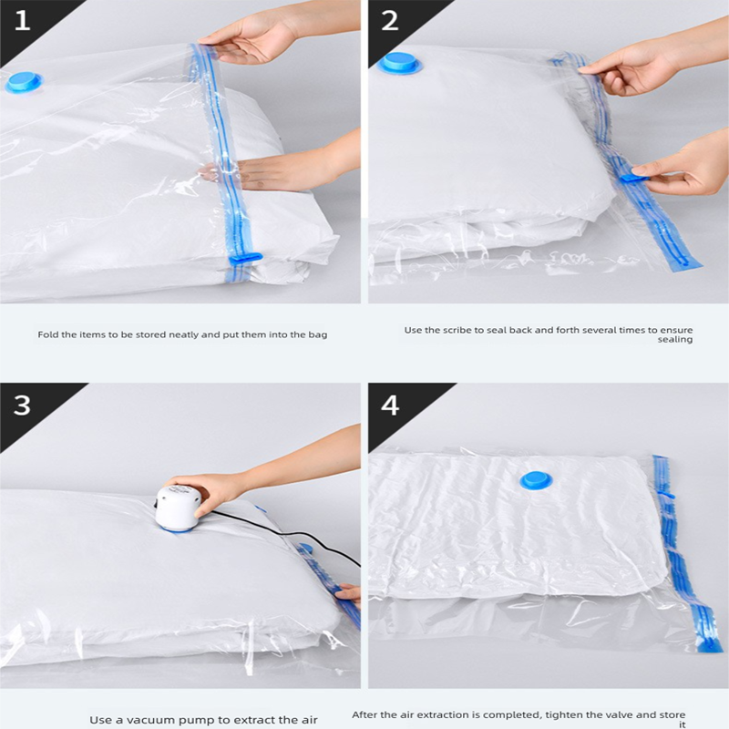 Vacuum Storage Bags - 3-Pack Mixed Sizes (100x70, 80x60, 70x50) - Space Saving Airtight Compression Bags for Blankets, Clothing and Bedding - Includes Travel Hand Pump - Image 5