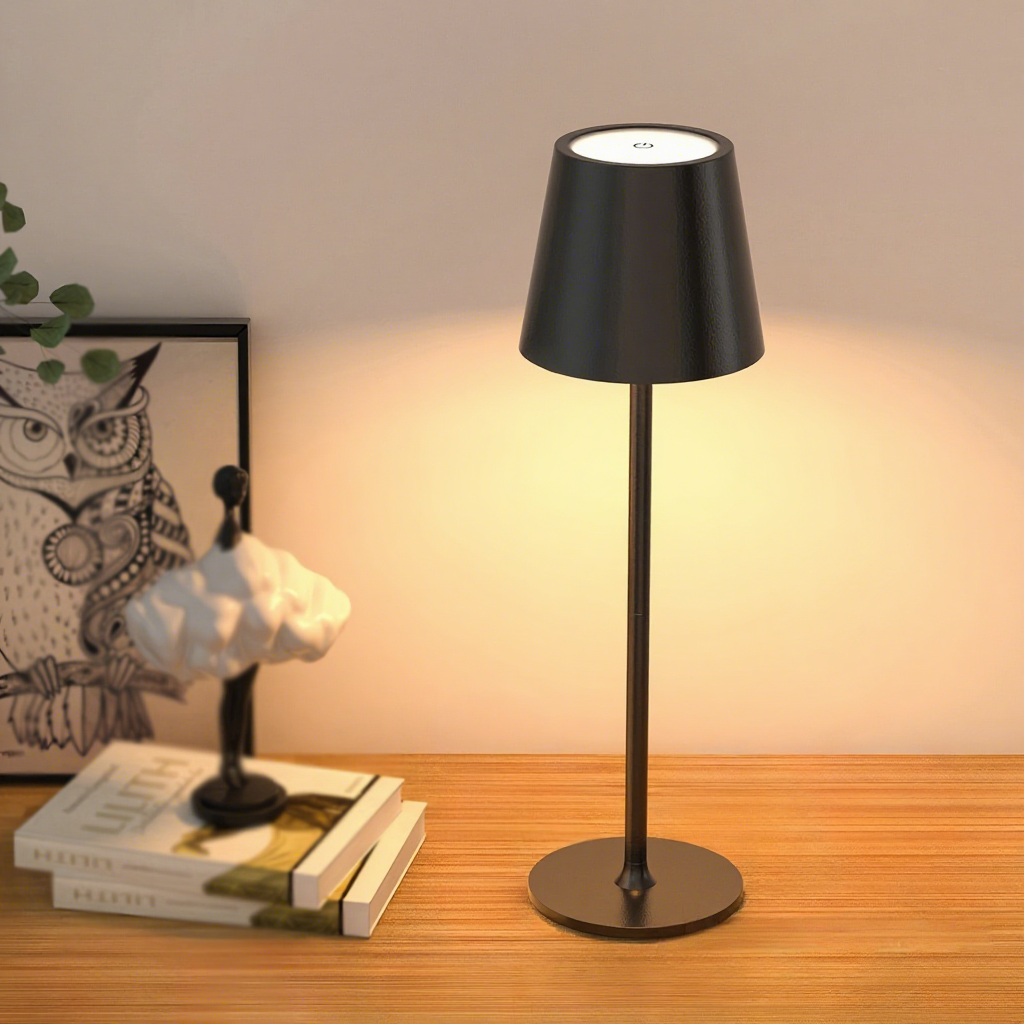 LED High-Foot Table Lamp with Touch Control - Rechargeable Dimmable Bedside Night Light for Bedroom & Living Room - Perfect Gift for Women(White with a rounded base) - Image 2