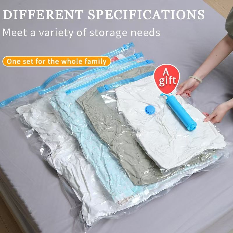 6-Piece Vacuum Storage Bags Set with Hand Pump - Multi-Size Space Saver for Quilts, Clothes & Duvets - Image 5