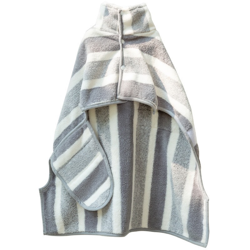 Grey Stripes Super Absorbent Pet Bathrobe with Waist Belt & Neck Snap - Full Coverage Quick-Drying Towel for Dogs & Cats (XL Size) - Image 5