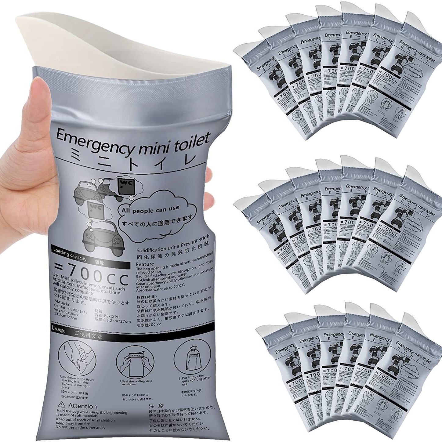 8PCS Leak-Proof & Odorless Motion Sickness Bags and Emergency Urine Bags - Unisex Portable Travel Potty for Car Road Trips & Camping - Image 1