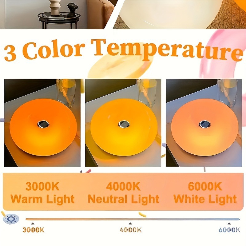 Retro Bauhaus Donut Bedside Lamp - Vibrant Orange Ambient Light and Sconce with Touch Dimming (USB Plug-in) - Image 4