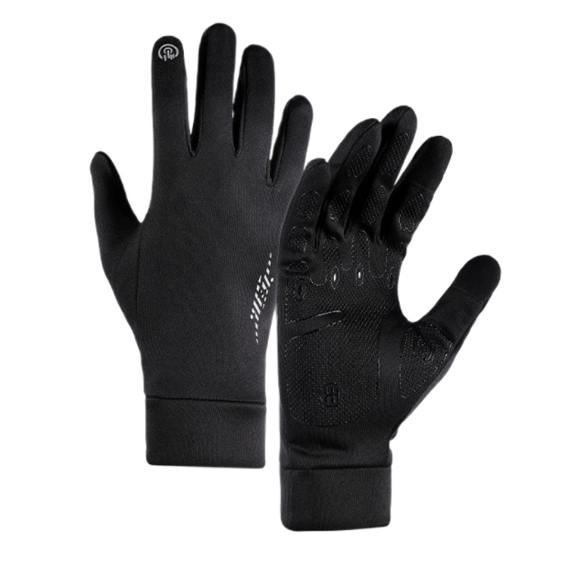Black Windproof Thermal Sports Gloves with Touchscreen Fingertips & Anti-Slip Palm Grip for Running & Cycling (SD-01 Buckle / M Size) - Image 1