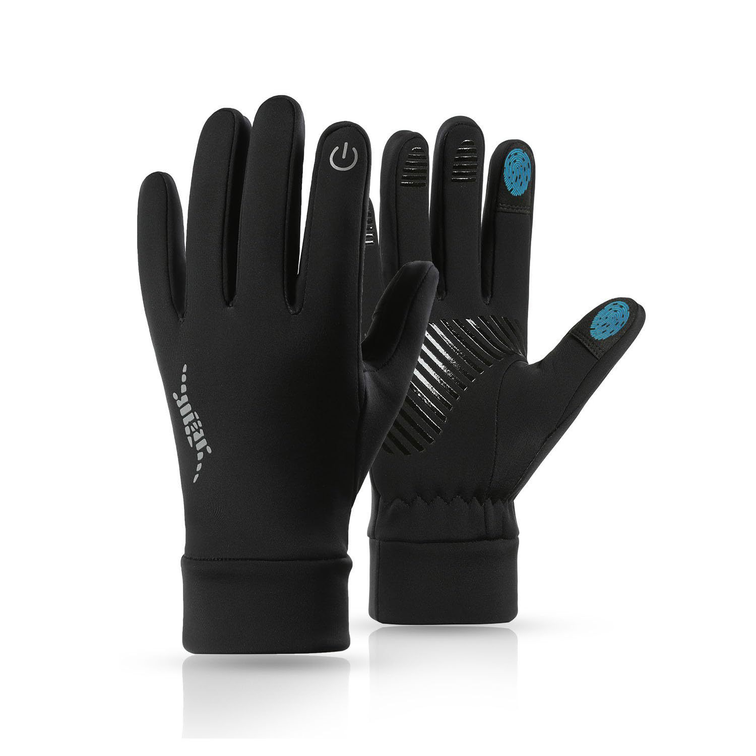 Black Windproof Thermal Sports Gloves with Touchscreen Fingertips & Anti-Slip Palm Grip for Running & Cycling (SD-01 Wrist-Tighten / L Size) - Image 1