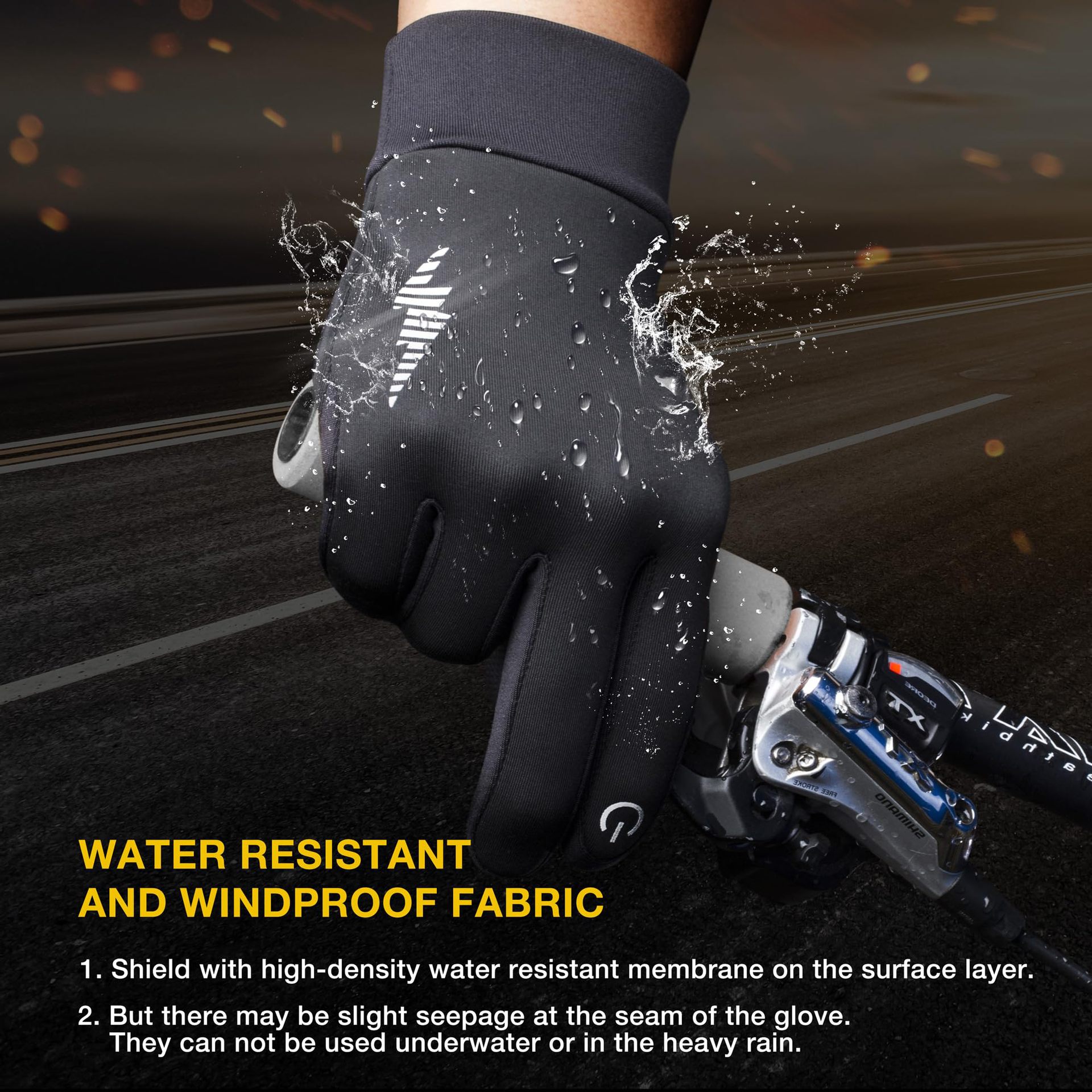 Black Windproof Thermal Sports Gloves with Touchscreen Fingertips & Anti-Slip Palm Grip for Running & Cycling (SD-01 Wrist-Tighten / L Size) - Image 6