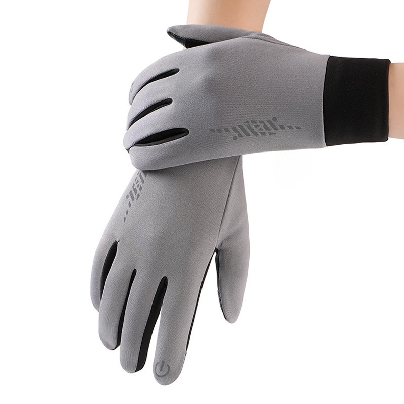 Grey Windproof Thermal Sports Gloves with Touchscreen Fingertips & Anti-Slip Palm Grip for Running & Cycling (SD-01 Wrist-Tighten / M Size) - Image 1