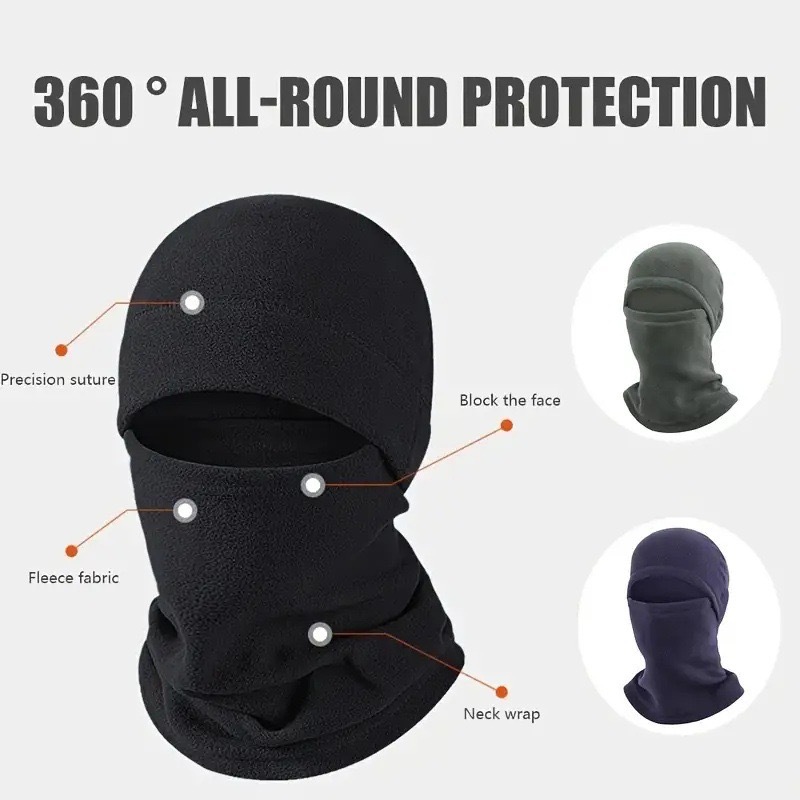 3-in-1 Black Winter Windproof and Thermal Sport Gear - Fleece Balaclava Hood, Touchscreen Gloves & Insulated Socks - Image 3