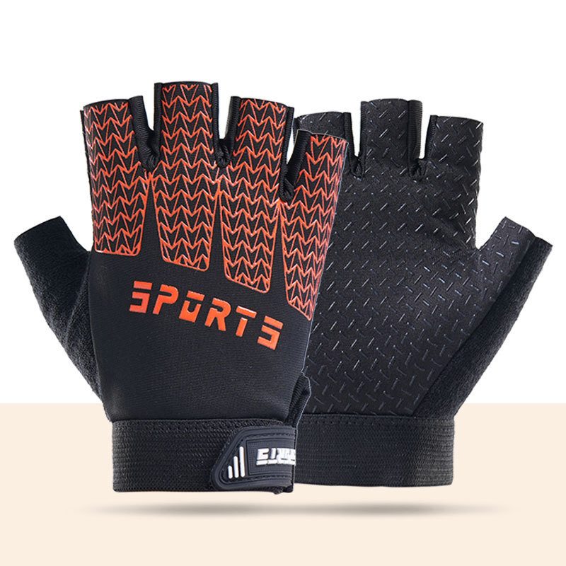 Black and Red Breathable Half-Finger Cycling Gloves for Kids - Non-Slip Silicone Grip, Ice Silk & Shock-Absorbing Sports Mitts (M Size) - Image 1