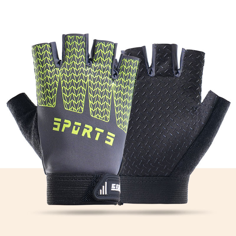 Black and Green Breathable Half-Finger Cycling Gloves for Kids - Non-Slip Silicone Grip, Ice Silk & Shock-Absorbing Sports Mitts (S Size) - Image 1