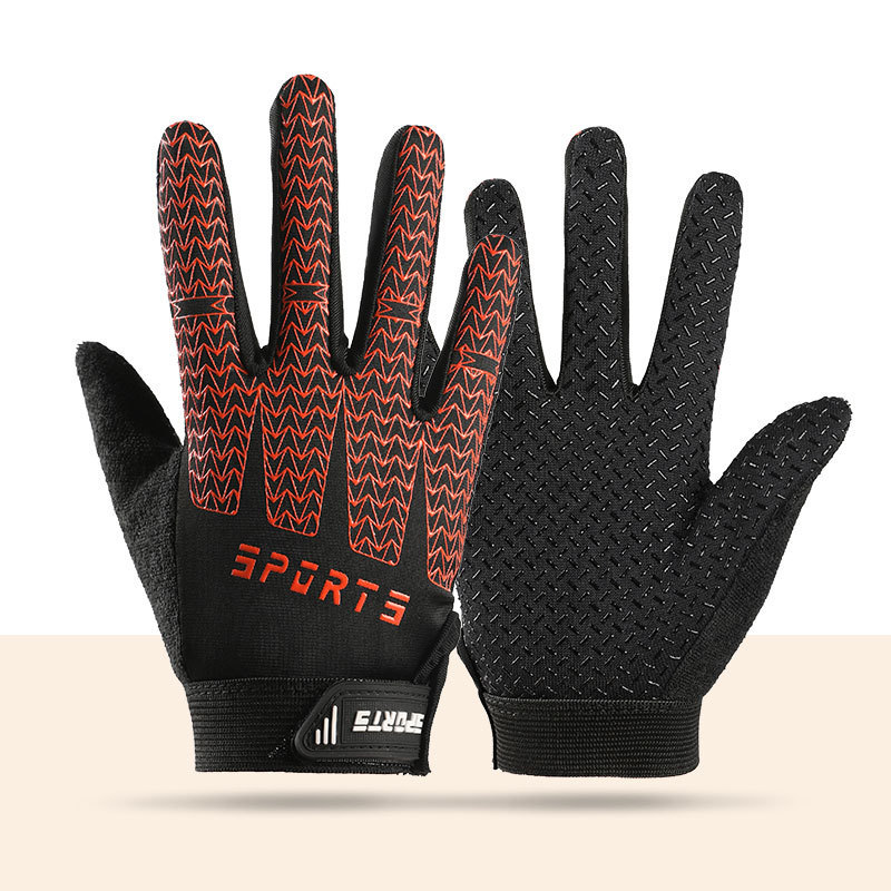 Black and Red Breathable Cycling Gloves for Kids - Non-Slip Silicone Grip, Ice Silk & Shock-Absorbing Sports Mitts (M Size) - Image 1