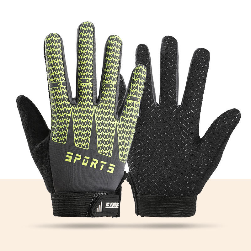 Black and Green Breathable Cycling Gloves for Kids - Non-Slip Silicone Grip, Ice Silk & Shock-Absorbing Sports Mitts (L Size) - Image 1